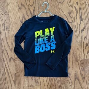 Under Armour Boys Long Sleeve 'Play Like a Boss' Tee - Black, Blue, Neon Yellow